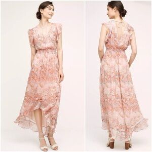 Anthropologie HD In Paris- Sidra Floral Ruffle Maxi Hi-Low Dress
